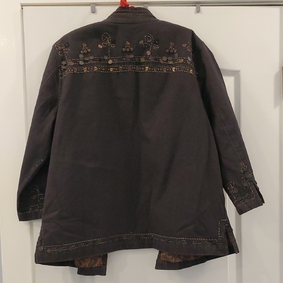 Coldwater Creek Dark Gray Embellished Utility Jacket - Picture 6 of 8